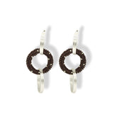 Aretes entrelazados tejidos triples chocolate silver vista frontal